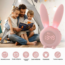 Carica l'immagine nel visualizzatore di Gallery, Homealexa Sveglia Bambini da Comodino Sveglia di Coniglio con Luce Notturna Funzione Snooze Timer Lampada Orologio da Ta