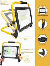 Carica l'immagine nel visualizzatore di Gallery, Faretto LED da Cantiere 50W, Faretto Portatile, Luce di Inondazione Bianca 6000K, 5000LM, Girevole a 360º, Impermeabile 
