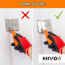 Carica l'immagine nel visualizzatore di Gallery, Mivos 2 x Spatole Angolari Antiruggine 80 x 60 mm - Cazzuola Angolare Interna ed Esterna in Acciaio Inox - Cazzuola per 