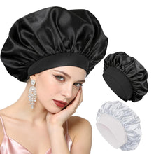 Carica l'immagine nel visualizzatore di Gallery, Cuffia Seta Capelli Notte Set di 2 Cuffia Capelli Seta, Cuffia Doccia Donna, Cuffia Notturna per Capelli Ricci e Lisci, 