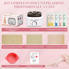Carica l'immagine nel visualizzatore di Gallery, Kit Cera Brasiliana Ceretta Brasiliana - Scaldacera con 4x100g Perle di Cera Brasiliana, Ciotola in Silicone, Spatole - 