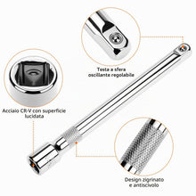 Carica l'immagine nel visualizzatore di Gallery, QWORK® 3 pezzi estensione per chiavi a bussola 3/8 pollici, 75 mm/150 mm/250 mm prolunga chiave a cricchetto in acciaio 