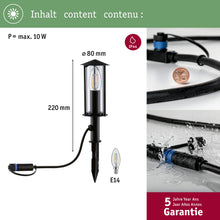 Carica l'immagine nel visualizzatore di Gallery, Paulmann 94323 Plug &amp; Shine Lampada da esterni LED Minipoller Classic IP44 incl. 1x2 Watt dimmerabile chiaro metallo 300