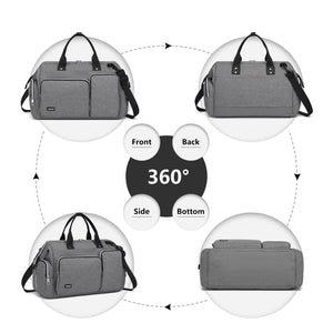 KONO Borsa per pannolini per mamma e papà, grande borsa da viaggio con fasciatoio, grigio., Rétro