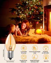 Carica l'immagine nel visualizzatore di Gallery, Luxvista Lampadine LED E14 0,5 W, lampadina notturna C7, lampadina LED Sale 2200 K, ambra bianca calda, Edison Vintage P