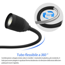 Carica l'immagine nel visualizzatore di Gallery, Luce a collo d'oca flessibile a led 500 lumen fissata con viti Lampada da lavoro per illuminazione industriale per macch