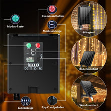Carica l'immagine nel visualizzatore di Gallery, Holwim Catena di luci a energia solare, 3 x 3 m, 300 LED, IP65, impermeabile, per interni ed esterni, 8 modalità con telecomando, per feste, Natale (bianco caldo solare)