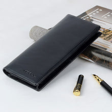 Carica l'immagine nel visualizzatore di Gallery, VISOUL Portafoglio Lungo in Vera Pelle da Uomo con Blocco RFID, Portafogli Verticale da Uomo Portafoglio Slim Bifold con 3 Scomparti Banconote e 12 Slot per Carte credito (Nero)