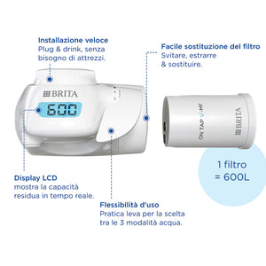 BRITA Filtro acqua rubinetto ON TAP V-MF (600L) - Riduce cloro, PFAS, 99,99% di batteri, microparticelle e metalli - per acqua buona e sicura da bere