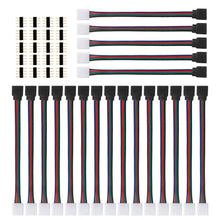 Carica l'immagine nel visualizzatore di Gallery, 4pin RGB del connettore di Estensione Cavo,20 Pezzi LED Strip Connector Rapido Connettore Striscia,LED Adattatore Jumper