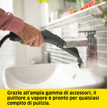 Carica l'immagine nel visualizzatore di Gallery, Kärcher Pulitore a Vapore SC 4 EasyFix VERSIONE BIANCA, Pronto in 4 min. 2000 W, Serbatoio estraibile 1,3 litri, Area 100m², Incl. Kit pavimenti, Bocchetta Manuale e Panno, Spazzola, Bocchetta fessure