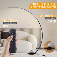 Carica l'immagine nel visualizzatore di Gallery, Linkenail Lampada da Terra ad Arco Salotto, 25W Moderna Piantana LED Dimmerabile Lampada Salotto con Telecomando, 3000K-6000K, Lampada lettura per Soggiorno, Camera da Letto, Ufficio, Nero 170cm