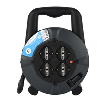 Carica l'immagine nel visualizzatore di Gallery, Electraline 49025 Prolunga Elettrica con Avvolgicavo 5 mt, 4 Prese Polivalenti (Schuko + 10/16A), Spina 16A, Sezione Cav