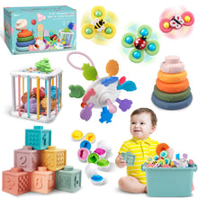 Carica l'immagine nel visualizzatore di Gallery, Weilim Giochi per bambini dai 6 ai 12 mesi, giochi Montessori per neonati, giocattoli sensoriali, giocattoli da bagno 6 in 1 con blocchi e anelli impilabili, uova da abbinare