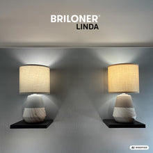 Carica l'immagine nel visualizzatore di Gallery, BRILONER - Lampada Da Tavolo Piede In Ceramica Grigio Effetto Legno 18x34cm