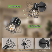 Carica l'immagine nel visualizzatore di Gallery, Kimjo Applique da Parete Interno con Spina, E14 Lampada da Parete Nero