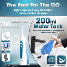 Carica l'immagine nel visualizzatore di Gallery, Idropulsore Dentale Portatile, Irrigatore Orale Professionale 4 Modalità e 5 Ugelli di Ricambio con rotazione di 360 °, Ricaricabile USB, IPX7 Impermeabile, Adatto a viaggio e a casa