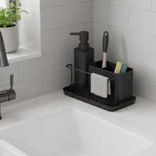 Carica l'immagine nel visualizzatore di Gallery, Relaxdays Organizer lavello, dispenser detersivo e porta spugna, HBT: 19 x 21 x 12 cm, set cucina, ferro, nero