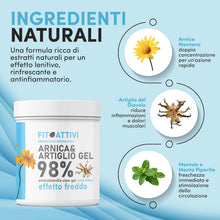 Carica l'immagine nel visualizzatore di Gallery, Arnica Forte e Artiglio del Diavolo Forte 550ml Effetto Freddo 98% Arnica Per Cavalli Uso Umano Vitamina E Mentolo Menta per Massaggi Locali Made In Italy
