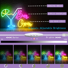 Carica l'immagine nel visualizzatore di Gallery, Bar Open Insegna al Neon Luci al Neon Cocktail LED aperto segno al neon Con pulsante e interruttore dimmerabili Adatto p