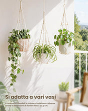 Carica l'immagine nel visualizzatore di Gallery, Bamworld Portavasi Sospeso Macrame per Piante da Interno 85 cm, Cesto Appendibile con Perline Legno, Senza Nappe Decoraz
