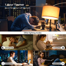 Carica l'immagine nel visualizzatore di Gallery, ANTENLICHT AURA Lampada ad Arco con Telecomando | Lampada da Terra Regolabile per Salotto | Include LED E27 + Paralume in Tessuto Marrone 33 cm | Design Argentato Vintage per Camera, Hotel