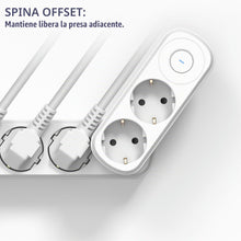 Carica l'immagine nel visualizzatore di Gallery, Electraline 55105 Adattatore Doppio Prima 2 Prese 16A (2P+E) Schuko Frontale, con interruttore ON/OFF, Multipresa a 2 Pr
