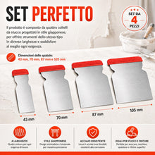 Carica l'immagine nel visualizzatore di Gallery, Topolenashop Set 4 Spatole Giapponesi in Acciaio – Misure 47/70/87/105 mm – Flessibili per Verniciatura, Stuccatura, Ras