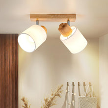 Carica l'immagine nel visualizzatore di Gallery, Plafoniera Lampada da Soffitto 2 Faretti Orientabili, Legno Faretti da Soffitto Faretto da Parete Vintage Plafoniera 2 L
