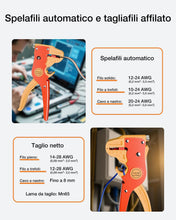 Carica l'immagine nel visualizzatore di Gallery, VCELINK Pinza Spelafili Automatica 2 in 1, Rosso/Arancione, Lama, 1 Pezzo