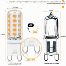 Carica l'immagine nel visualizzatore di Gallery, Auting Lampadina LED G9 4W 2700K 400LM 4 Pezzi