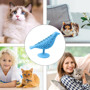 Maciun Giocattolo da masticare per gattini, a forma di , spazzolino da denti per gatti, giocattolo per dentizione, gratta viso, dispenser di cibo a ventosa per alleviare lo stress