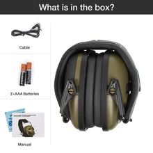 Carica l'immagine nel visualizzatore di Gallery, awesafe Cuffie Poligono Tiro Elettroniche Ancuffie Antirumore, Fascia Morbida Regolabile, Amplificazione Del Suono per La Caccia