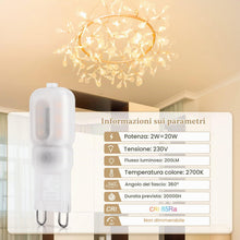 Carica l'immagine nel visualizzatore di Gallery, DiCUNO Lampadina LED G9 2W, Bianco caldo 2700K, 200lm, 230V, 10 Pezzi