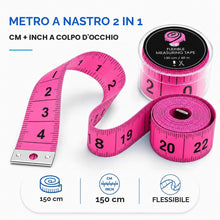 Carica l'immagine nel visualizzatore di Gallery, Metro a nastro 2 in 1 cm + INCH metro da sarto 150 cm in scatola (150 cm rosa)