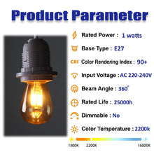 Carica l'immagine nel visualizzatore di Gallery, Genixgreen Lampadina LED E27 S14/ST45 Edison 1W a Filamento Luce Calda