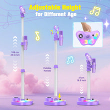 Carica l'immagine nel visualizzatore di Gallery, Dislocati Microfono Karaoke per Bambini con Supporto, 2 Microfoni Wireless, Luci Colorate, Regalo Natale per Bambini 3 4
