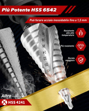 Carica l'immagine nel visualizzatore di Gallery, Fresa Conica, 4-32mm, Alta Qualità HSS 6542 per metallo, acciaio, legno, ferro, plastica, Punte Coniche 15 livelli, Fres
