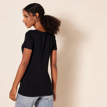 Carica l'immagine nel visualizzatore di Gallery, Amazon Essentials T-shirt a Maniche Corte con Vestibilità Classica (Opzioni Girocollo e Scollo a V) Donna , Pack of 2, Nero, M
