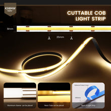 Carica l'immagine nel visualizzatore di Gallery, KSIBNW Striscia LED COB 5V USB, Bianco Freddo 6000K 1M Luci LED Autoadesivo Tubo Dimmerabili Strisce Larghezza 8mm Fless