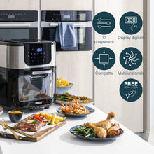 Carica l'immagine nel visualizzatore di Gallery, Princess Friggitrice ad Aria Forno Deluxe – 11 L – 1800 W – Schermo tattile digitale – 10 programmi preimpostati – Girapollo e cestello inclusi – Acciaio inossidabile – 182075
