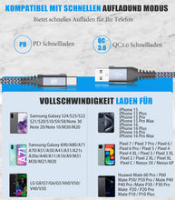 Carica l'immagine nel visualizzatore di Gallery, Cavo USB C [3-Pezzi,1m2m3m] Cavo Tipo C di Ricarica Rapida per i phone 15 Plus Pro Max,Samsung Galaxy S23/S22/S21,Sony,X