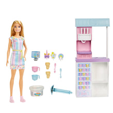 Carica l&#39;immagine nel visualizzatore di Gallery, Barbie - Playset Gelateria con Bambola con Macchina per Gelato, Accessori, 2 Tipi di Pasta Modellabile, Giocattolo e Regalo per Bambini 4+ Anni, HCN46