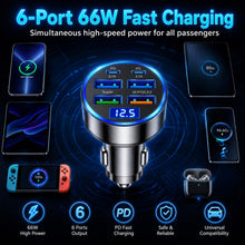 Carica l'immagine nel visualizzatore di Gallery, Accendisigari USB C, 4 USB + 2 PD Type-C con voltmetro a LED
