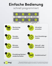 Carica l'immagine nel visualizzatore di Gallery, goobay 64900 Timer digitale 10 programmi giornalieri/modalità casuale antieffrazione/programmabile/3680 W a 230 V (AC) e