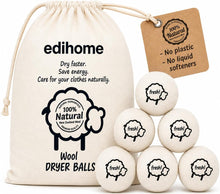 Carica l'immagine nel visualizzatore di Gallery, edihome, Palline per Asciugatrice in Lana 100% Naturale – Set da 6 Palle Asciugatrice che Riducono i Tempi di Asciugatura e Ammorbidiscono il Bucato, con Sacchetto