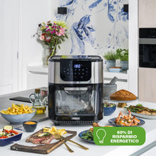 Carica l'immagine nel visualizzatore di Gallery, Princess Friggitrice ad Aria Forno Deluxe – 11 L – 1800 W – Schermo tattile digitale – 10 programmi preimpostati – Girapollo e cestello inclusi – Acciaio inossidabile – 182075