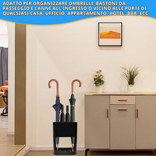Carica l'immagine nel visualizzatore di Gallery, Portaombrelli in Plastica Nero con Vassoio Antigoccia Rimovibile, 4 Slot