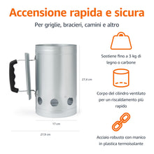 Carica l'immagine nel visualizzatore di Gallery, Amazon Basics Accendifuoco per Carbone, per Barbecue e Barbecue a carbonella, Argento, Confezione da 1
