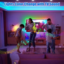 Carica l'immagine nel visualizzatore di Gallery, Liwqolx Striscia LED TV 3 metri, RGB TV Lights Backlight Behind for 45-65 Inch TV, Music Sync Bluetooth APP and Remote Control TV LED Strip Lights USB Powered for Bedroom/Gaming